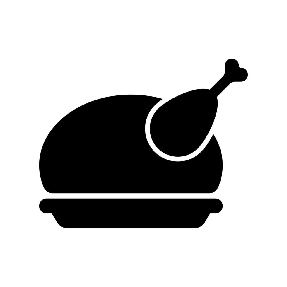 icono de vector negro de pollo aislado sobre fondo blanco