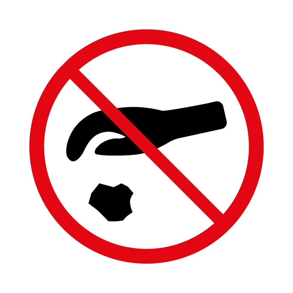 Throw trash ban vector sign isolated on white background