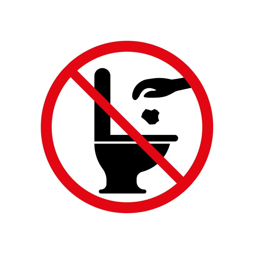 Toilet trash ban vector sign on white background