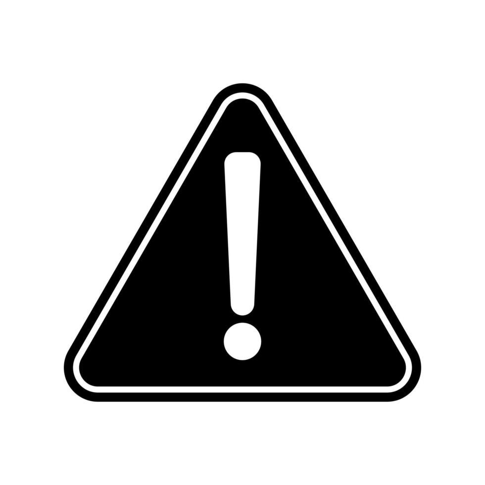 Warning black vector icon isolated on white background