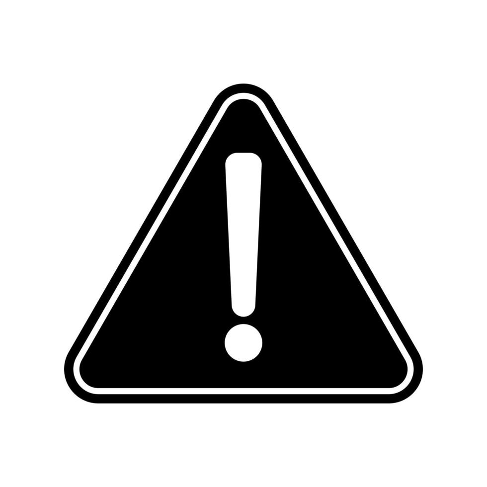 Warning black vector icon isolated on white background