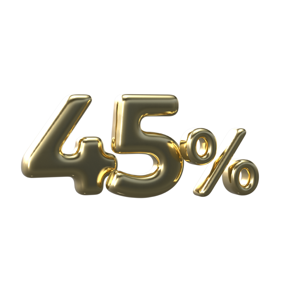 3D Gold Number 45 Percent png