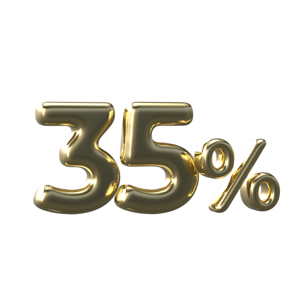 3D Gold Number 35 Percent png