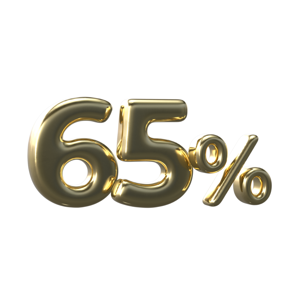 3D Gold Number 65 Percent png