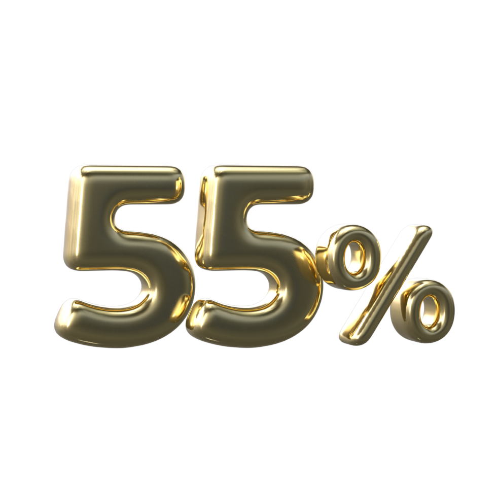 3D Gold Number 55 Percent png