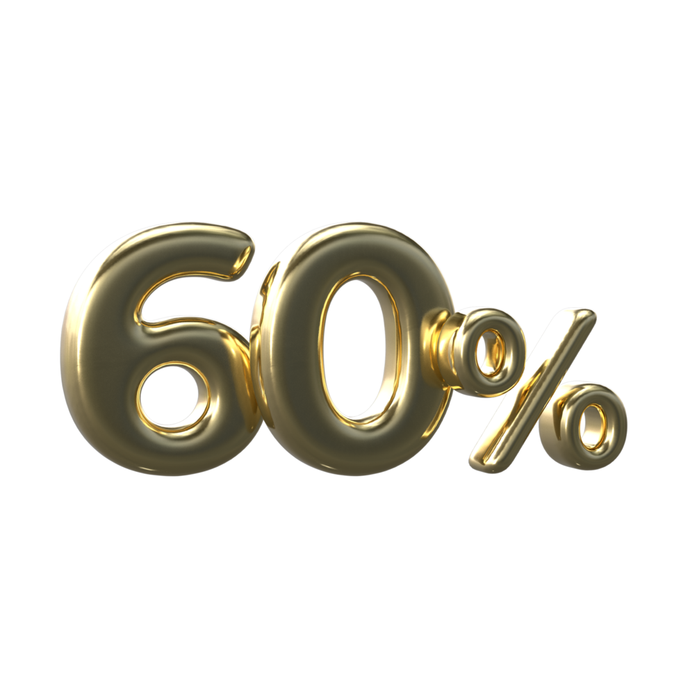 3D Gold Number 60 Percent png