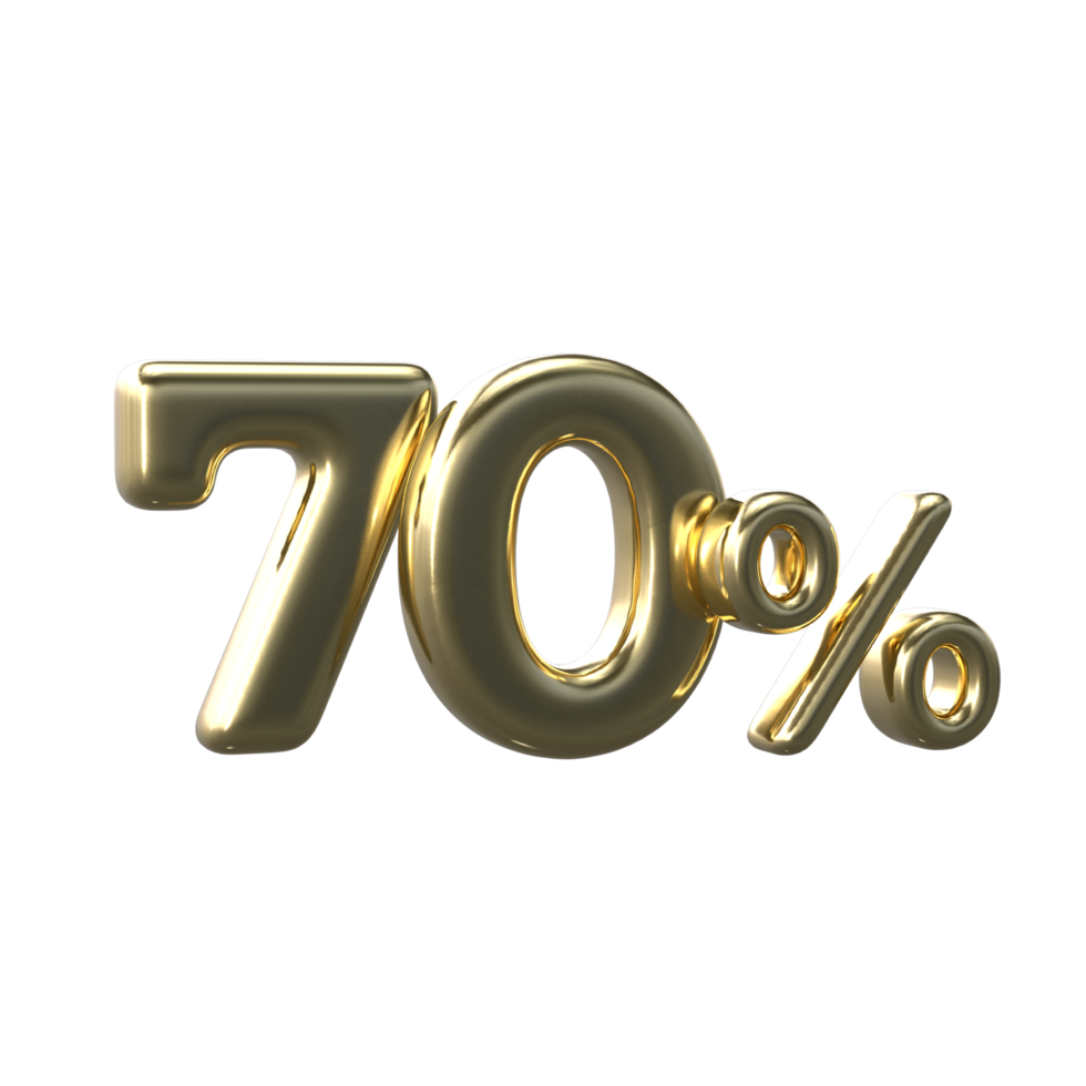 3D Gold Number 70 Percent png