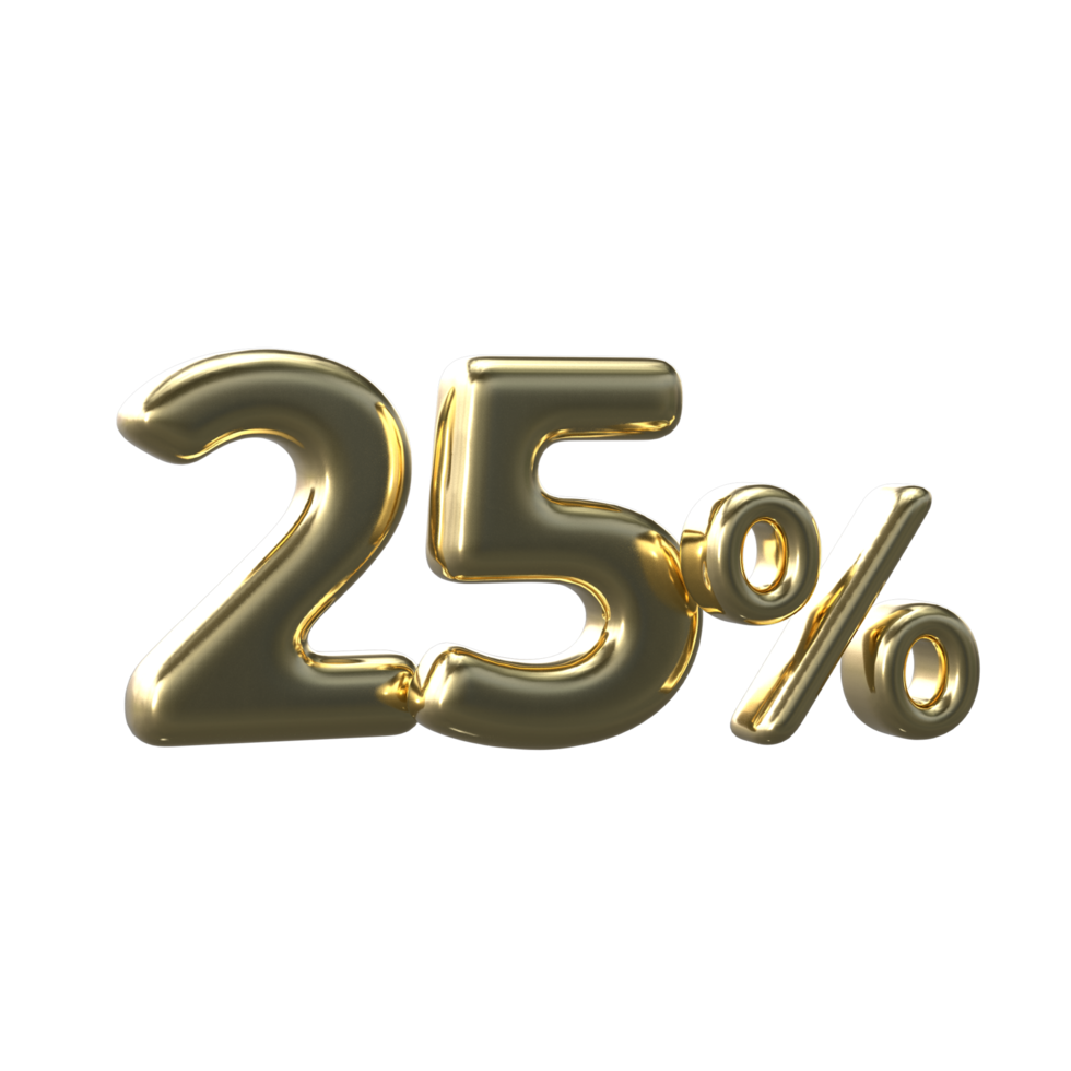 3D Gold Number 25 Percent png