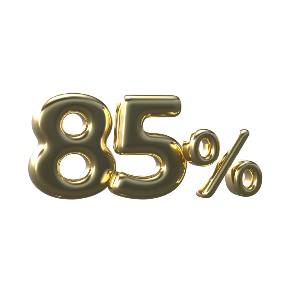 3D Gold Number 85 Percent png