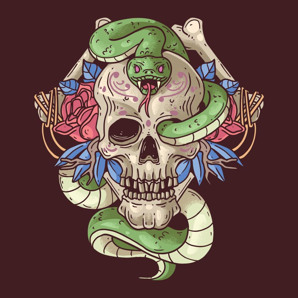 dia de muertos calavera y serpiente vector