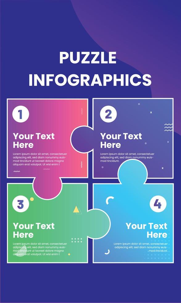 infografía creativa de rompecabezas para visualización de datos comerciales, publicaciones en redes sociales y creatividades, páginas web, presentación, diseño de flujo de trabajo. plantilla para diagrama de ciclo, gráfico y presentación. 4 opciones vector