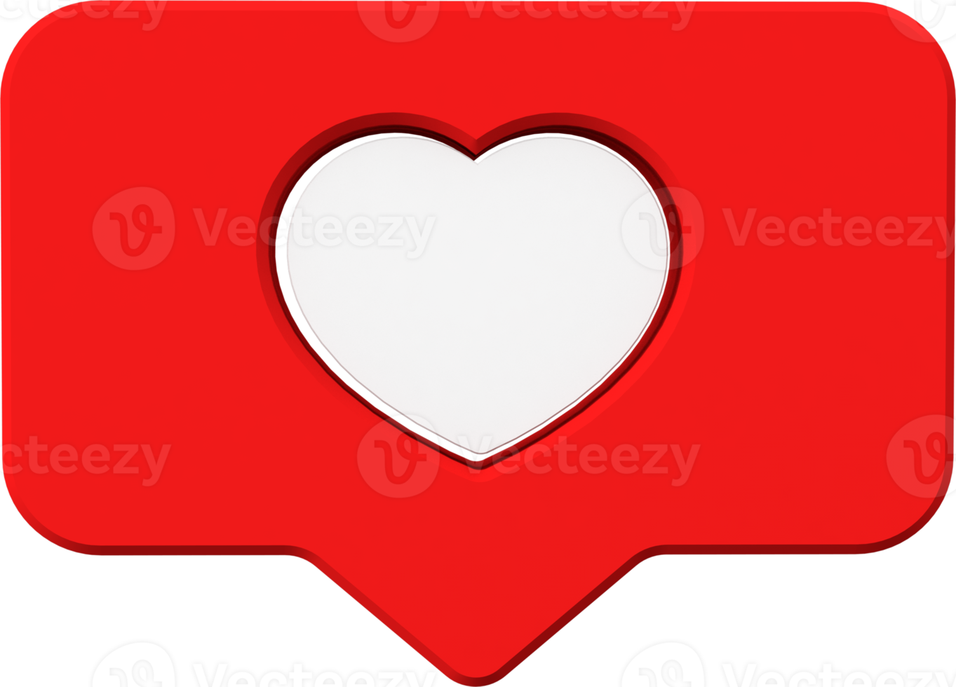 3d love notification social network concept png