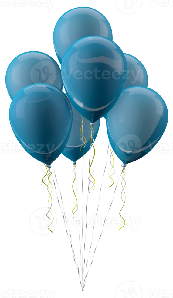 Blue balloons group isolated on out background png