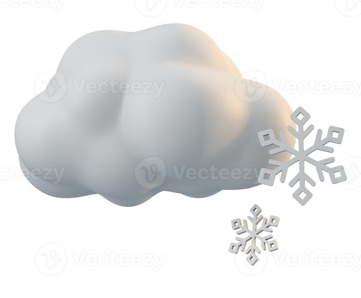 3d nuvola e neve un concetto invernale e sfondo isolato png