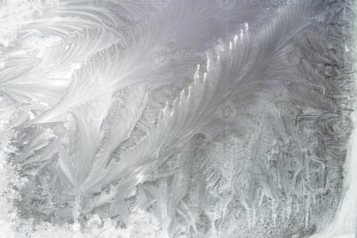Abstract ice frost natural background with hoarfrost crystals. photo