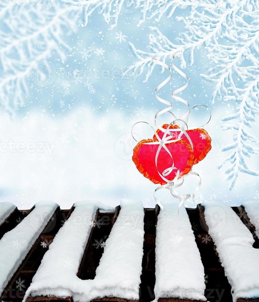 Background of snow.heart photo