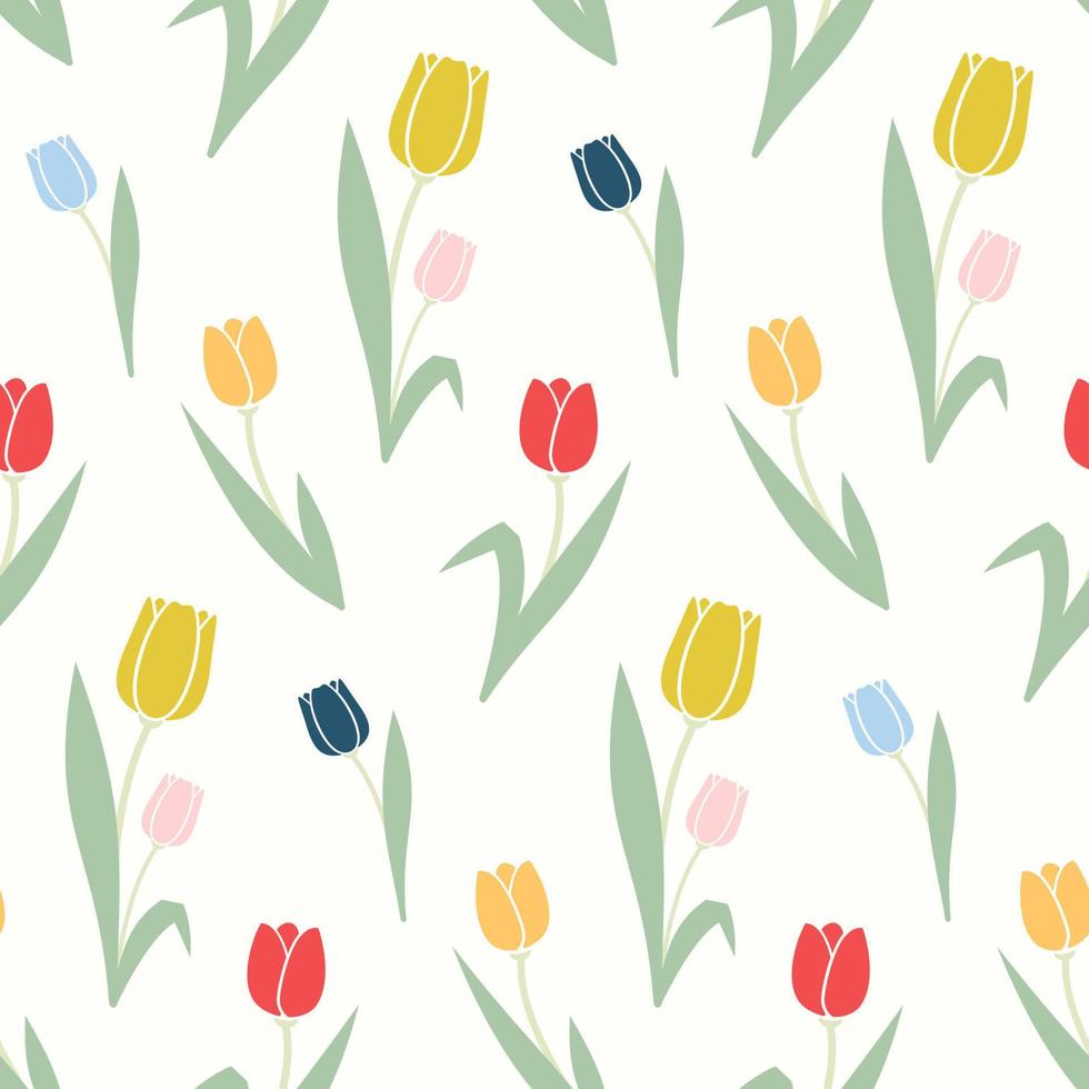 Seamless Pattern, Floral, Tulips vector