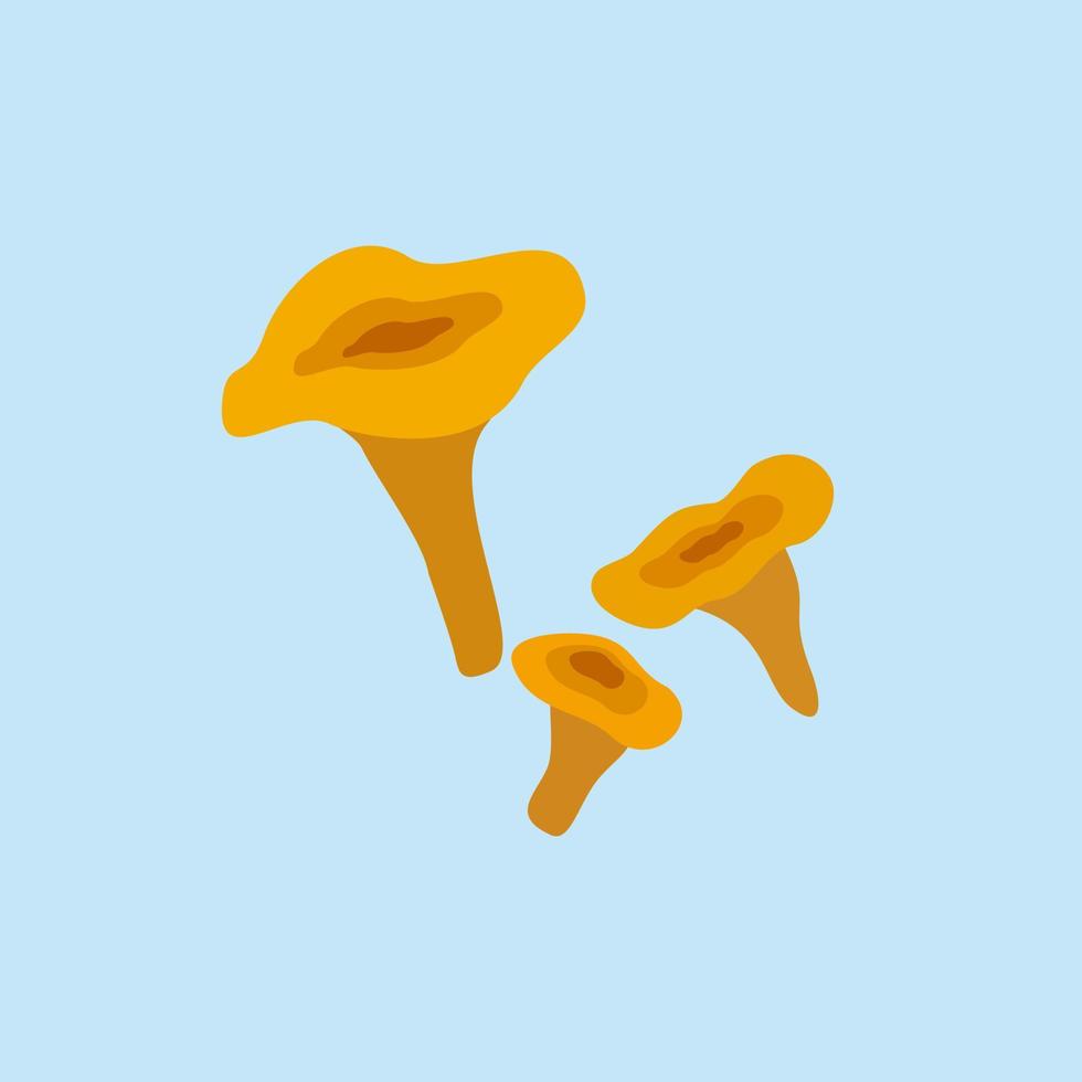 Vector illustration of chanterelles on blue background.