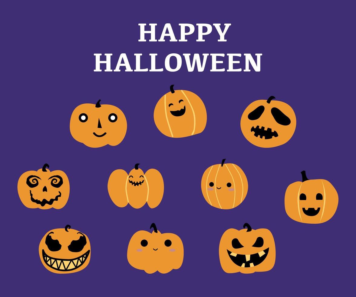 Set of halloween pumpkins. vector