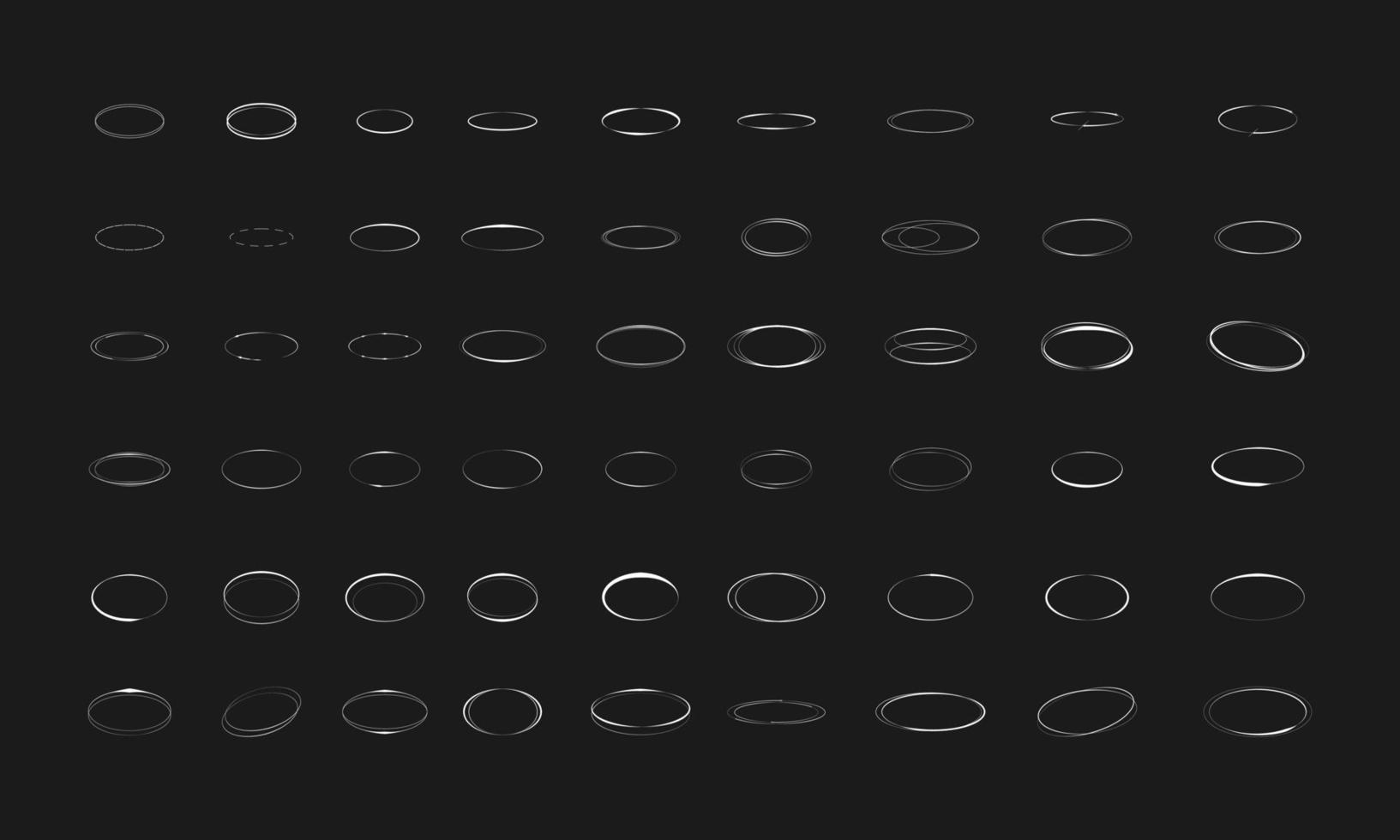 borde ovalado blanco sobre fondo negro. conjunto de forma ovalada vectorial vector