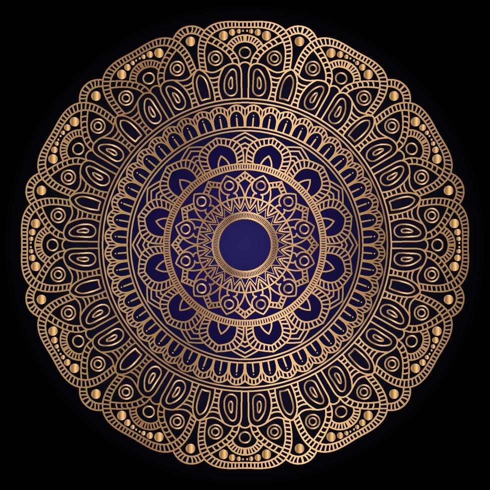 luxury ornamental mandala design background in gold color vector