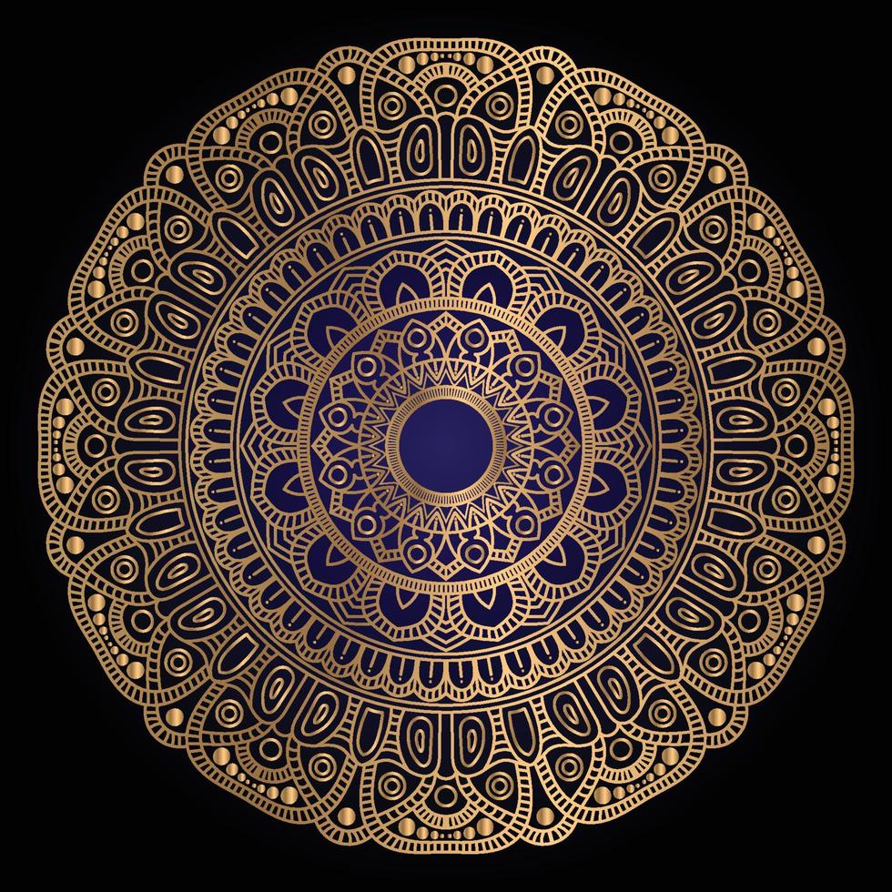 luxury ornamental mandala design background in gold color vector