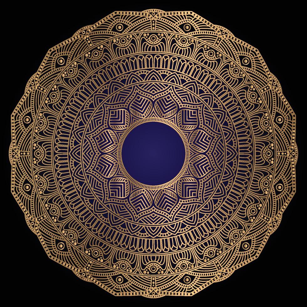 luxury ornamental mandala design background in gold color vector