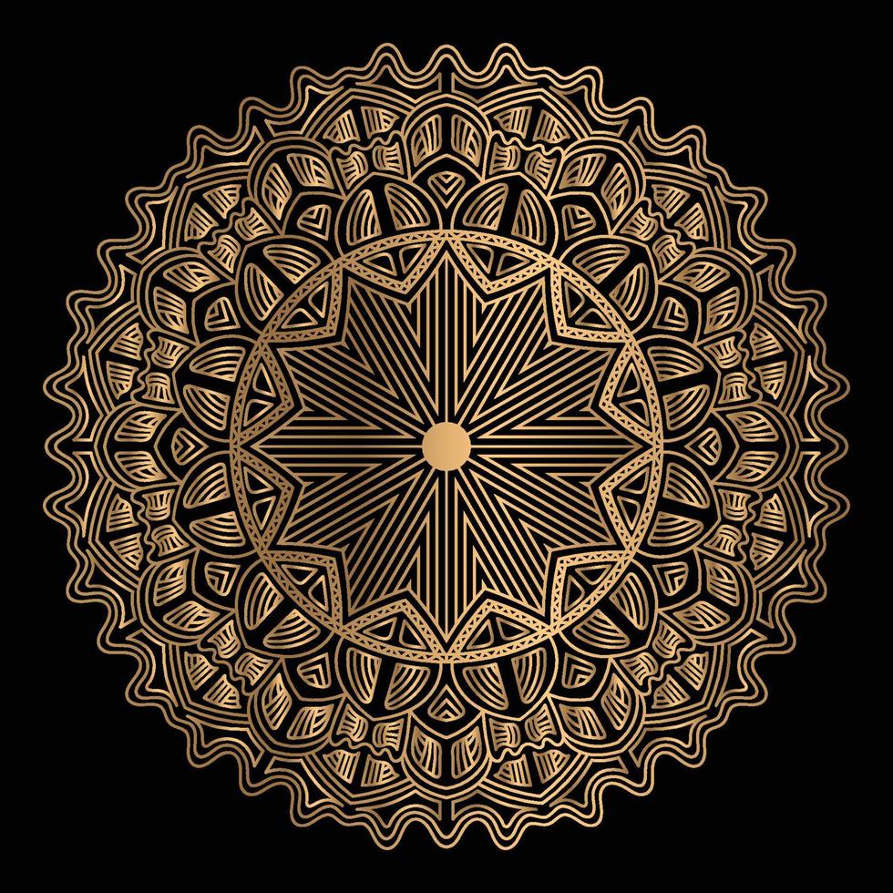 Luxury ornamental mandala design in golden color arabesque pattern background vector