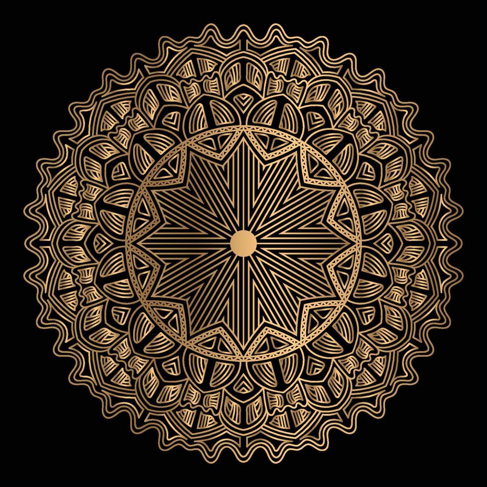 Luxury ornamental mandala design in golden color arabesque pattern background vector