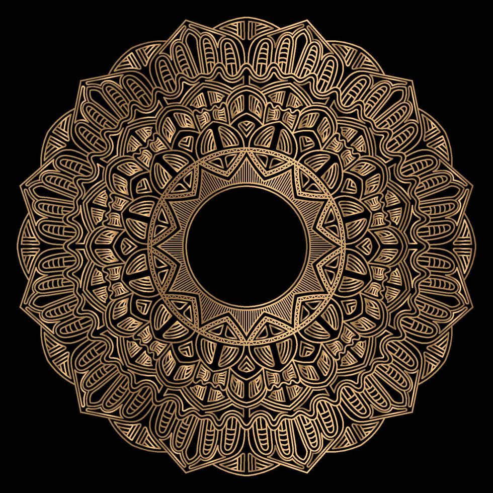 Luxury ornamental mandala design in golden color arabesque pattern background vector