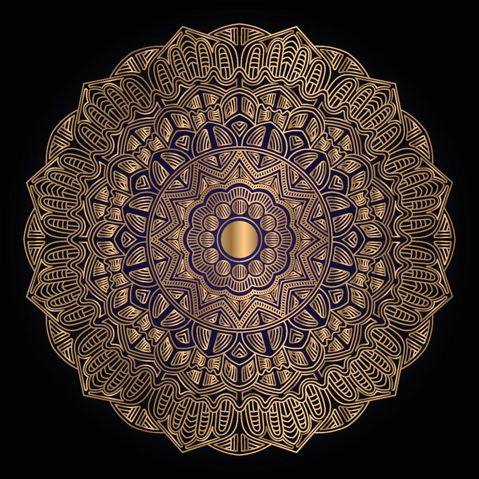 Luxury ornamental mandala design in golden color arabesque pattern background vector