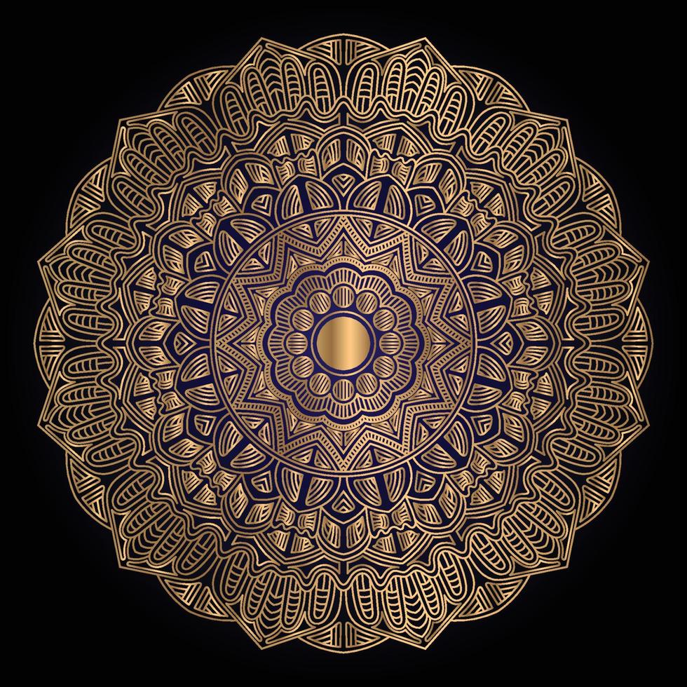 Luxury ornamental mandala design in golden color arabesque pattern background vector