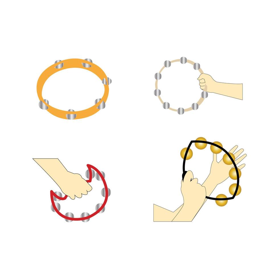 tambourine icons on white vector