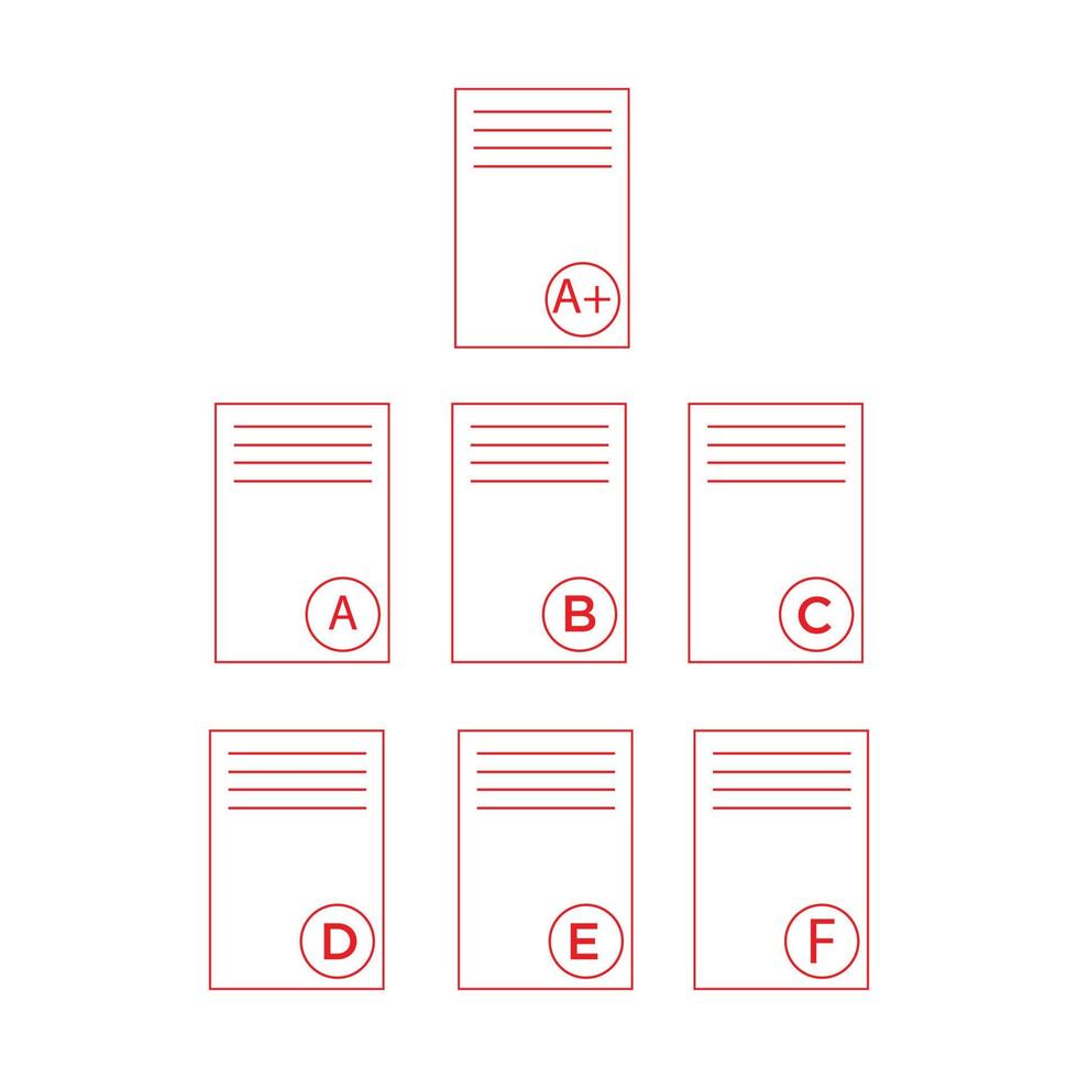 school paper grades on white vector