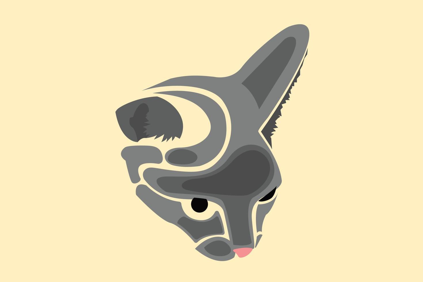 ilustración de vector plano de icono único de cara de gato para elemento de diseño