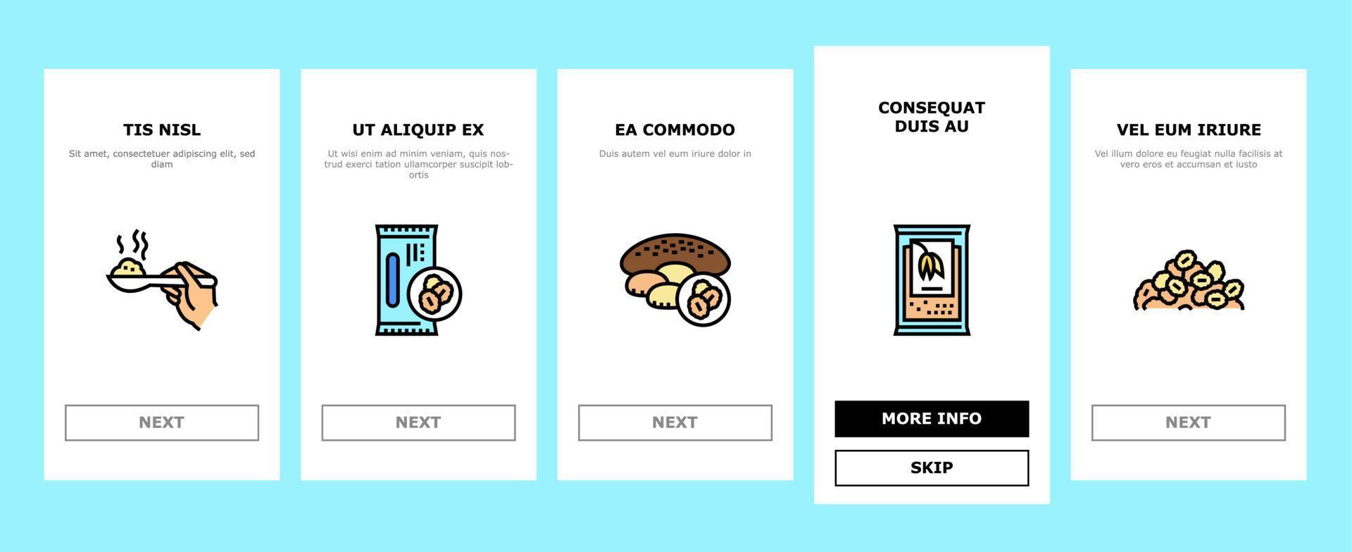 Oatmeal Nutrition Onboarding Icons Set Vector