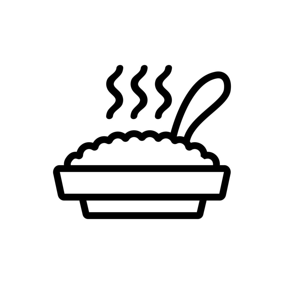 plato completo de papilla caliente con icono de cuchara ilustración de contorno vectorial vector