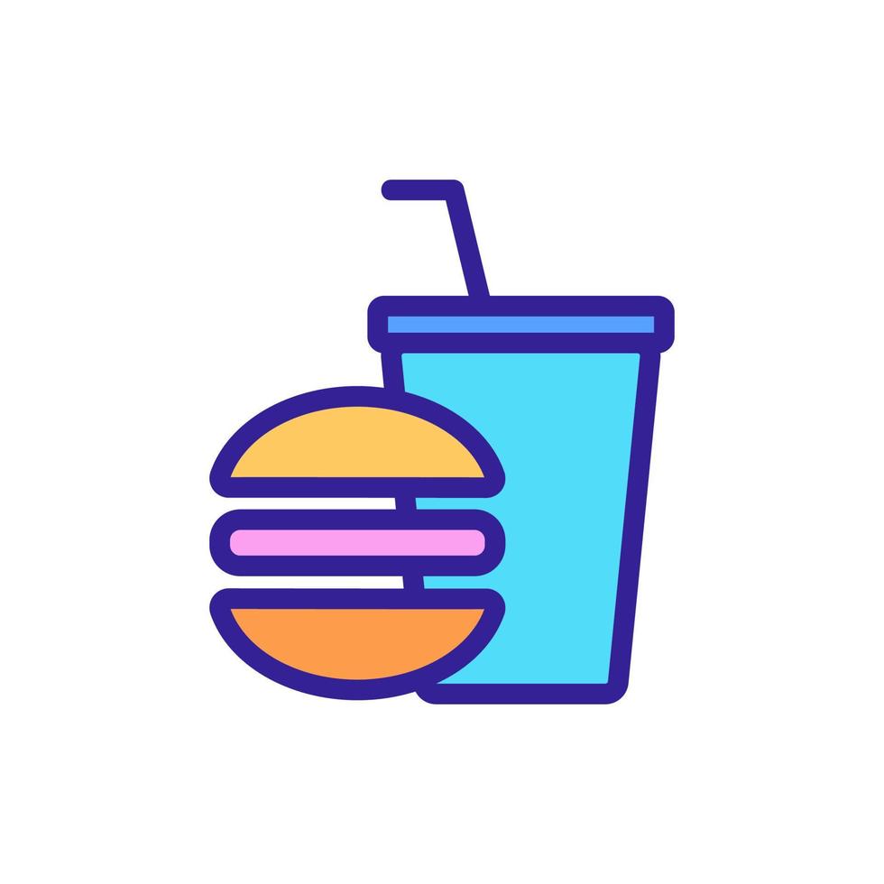 Burger, cola vector icon. Isolated contour symbol illustration