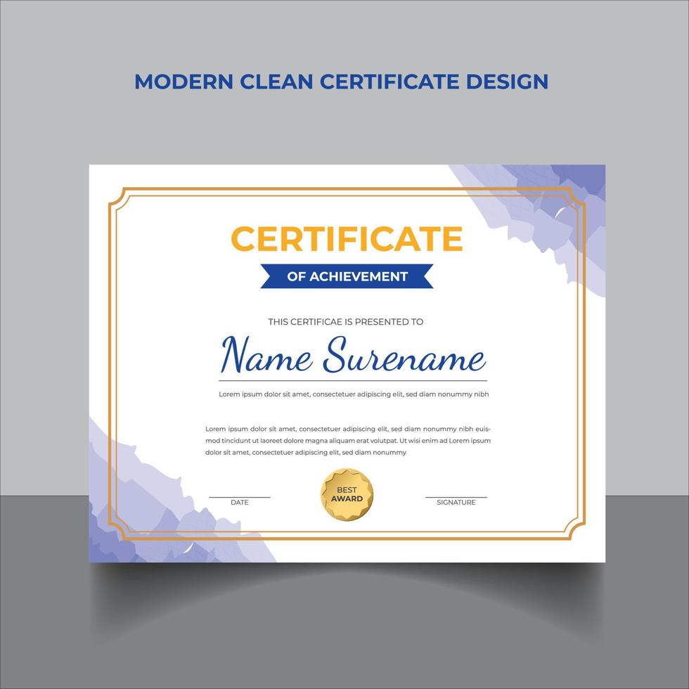 Minimal Creative Modern Certificate Design Template vector