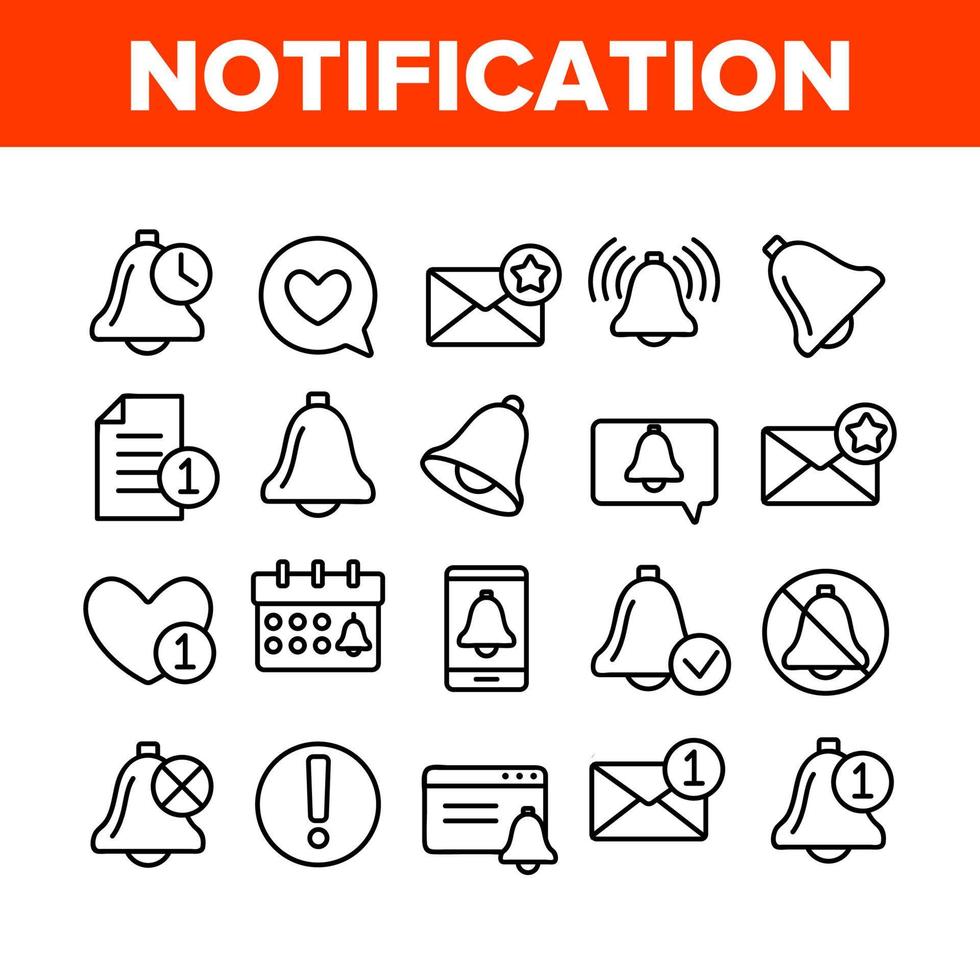 Notification Collection Elements Icons Set Vector