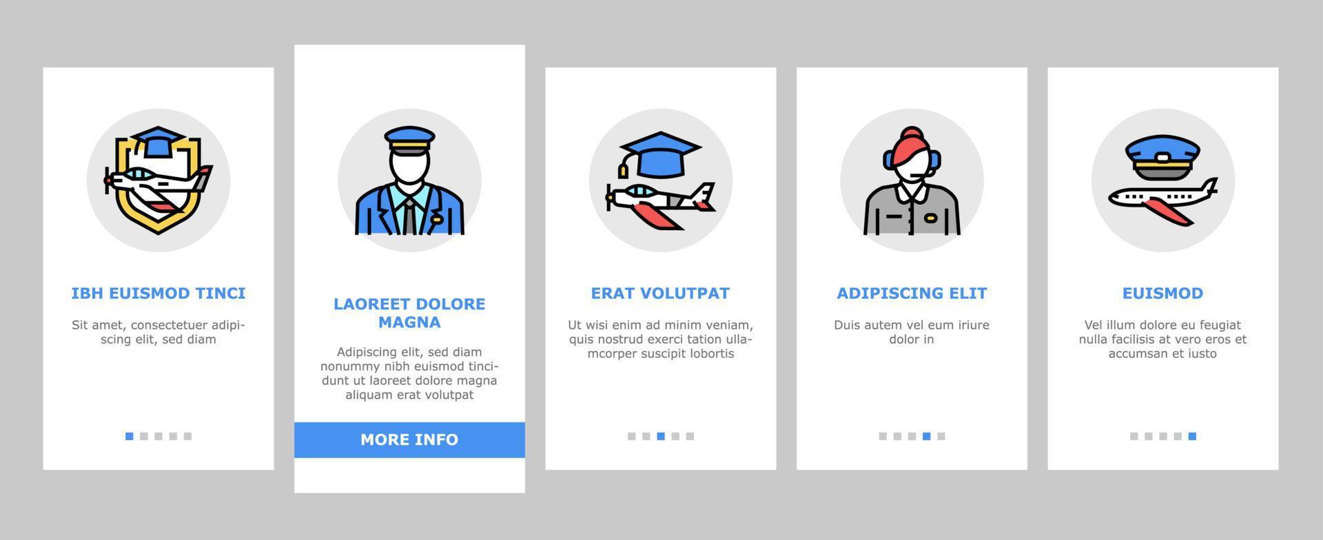 Flight School Educate Onboarding Icons Set Vector