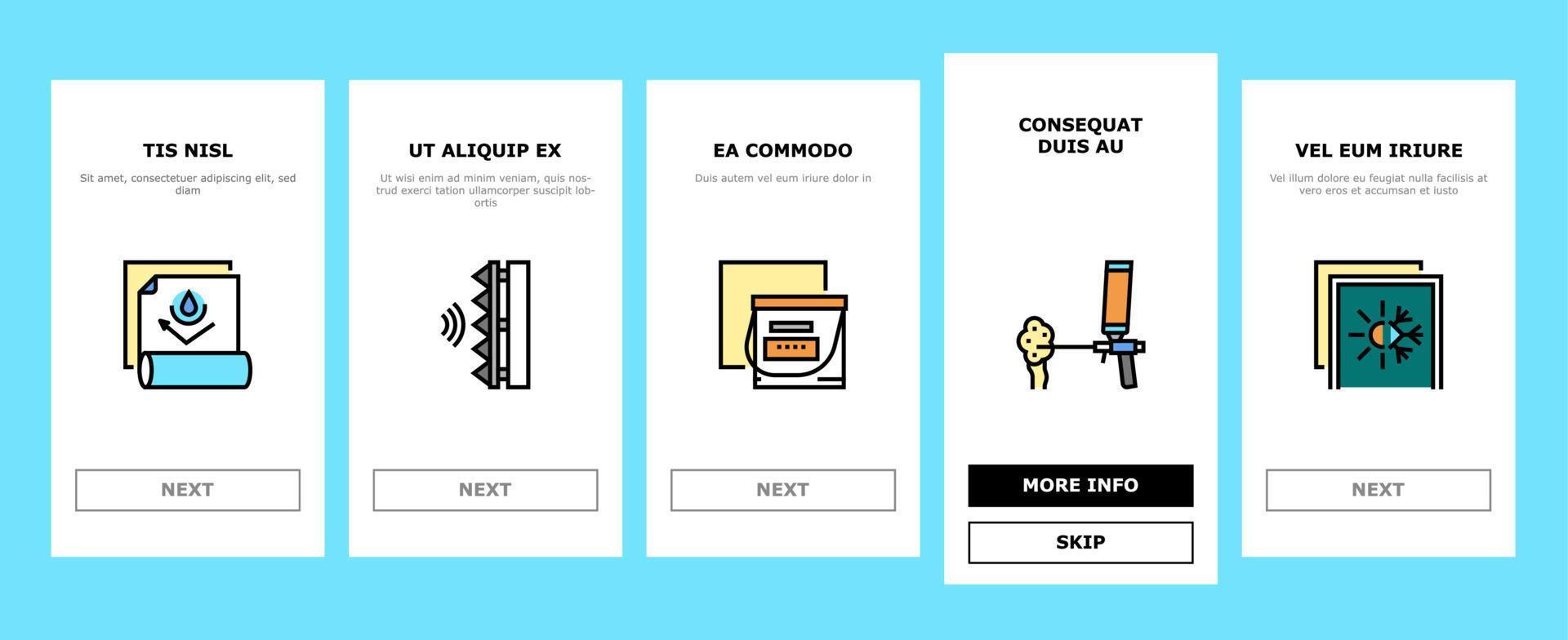 Insulation Building Onboarding Icons Set Vector