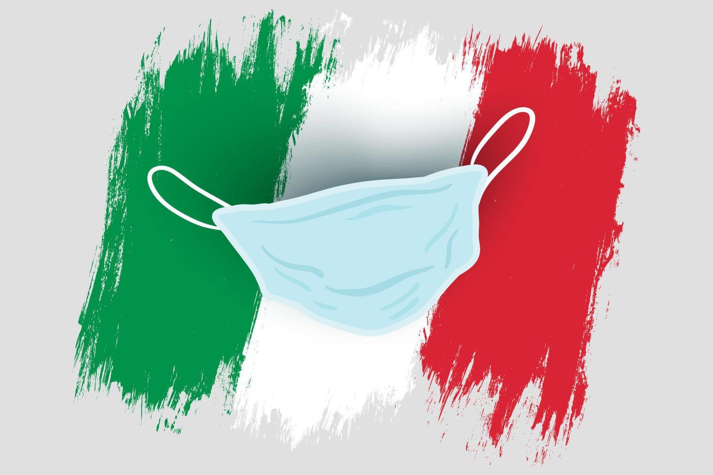 bandera de italia mascarilla blanca. vector