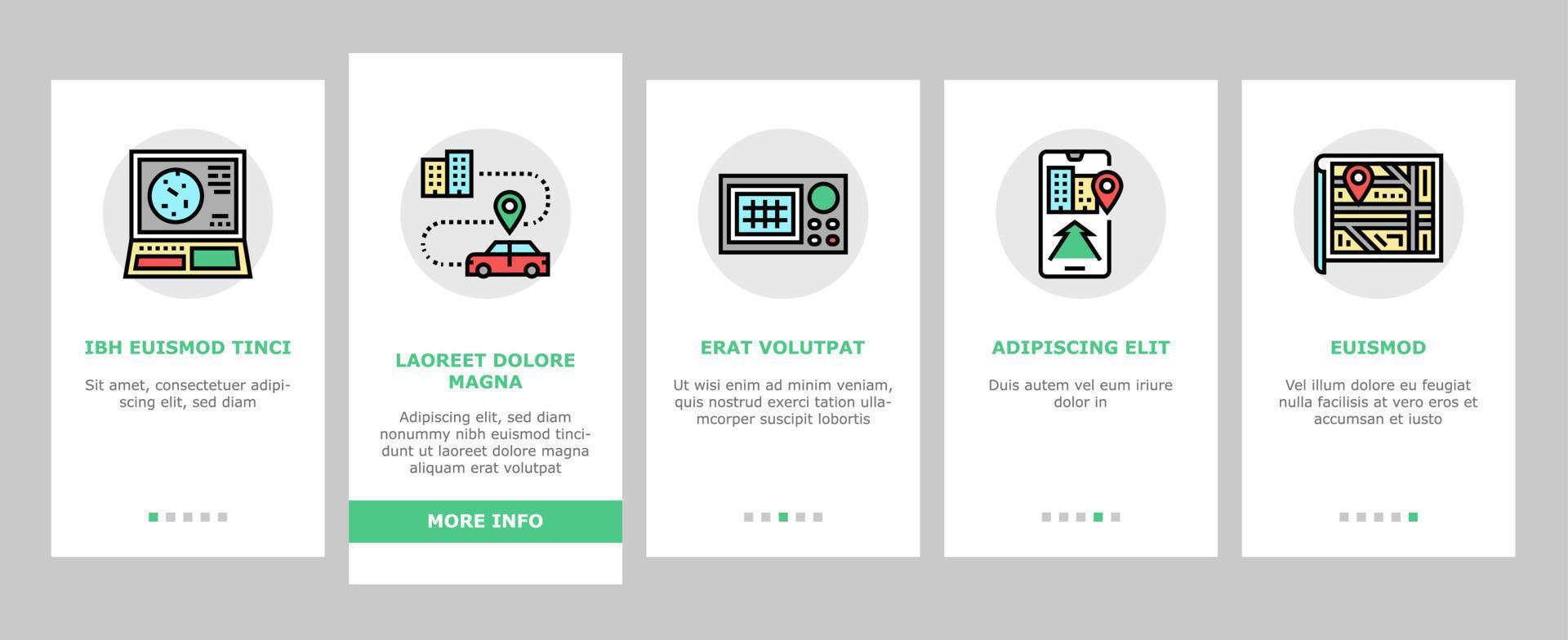 Map Location System Onboarding Icons Set Vector