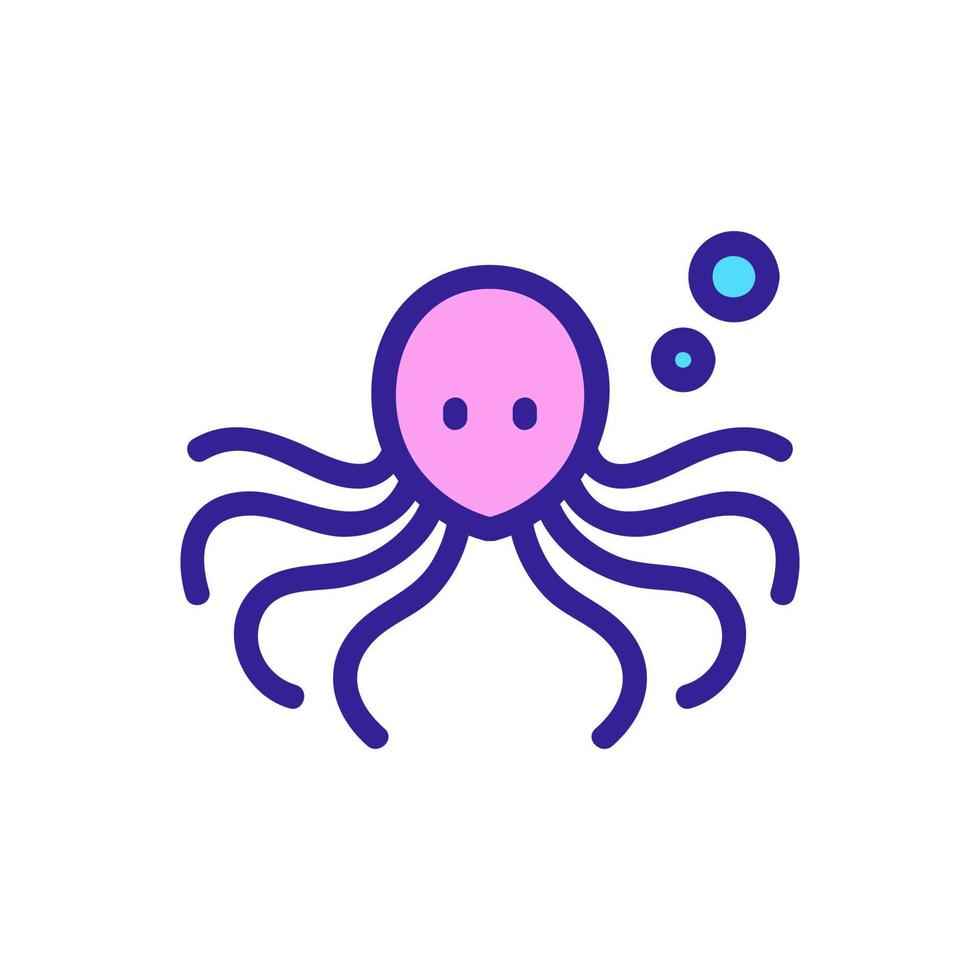 pulpo bajo la columna de agua en la ilustración del contorno del vector del icono del océano