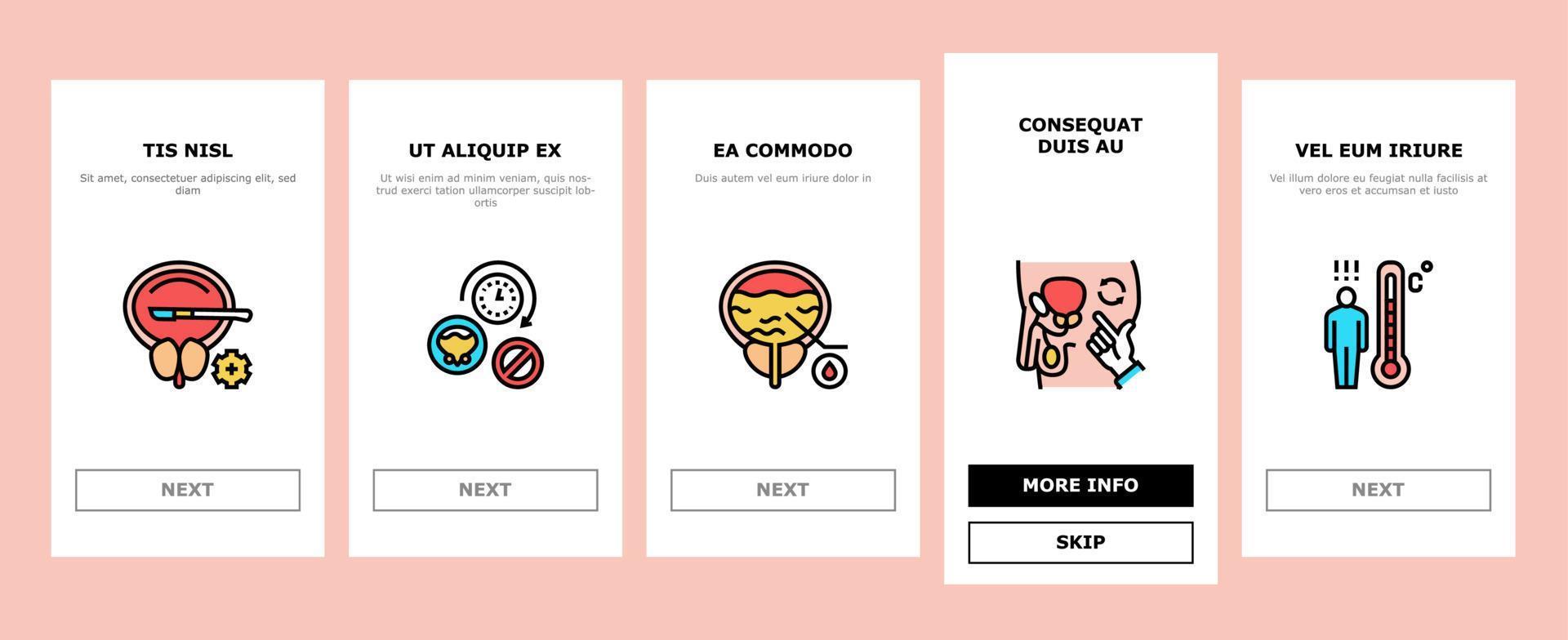 Prostatitis Disease Onboarding Icons Set Vector