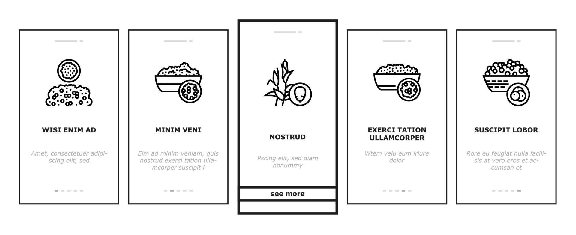 Groats Natural Food Onboarding Icons Set Vector