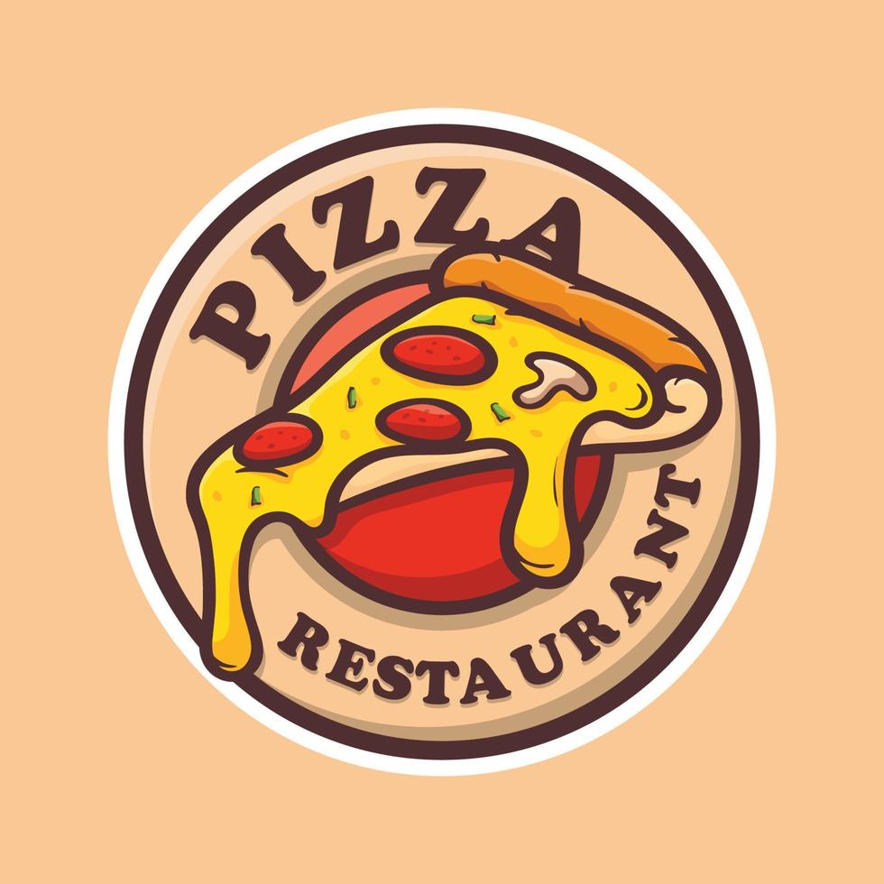 Pizza cafe logo, pizza icon, illustration vector graphic emblem pizza of perfect for fast food restaurant. Simple flat style pizza logo.