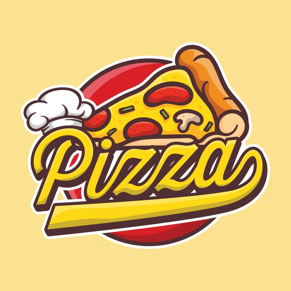 Pizza cafe logo, pizza icon, illustration vector graphic emblem pizza of perfect for fast food restaurant. Simple flat style pizza logo.