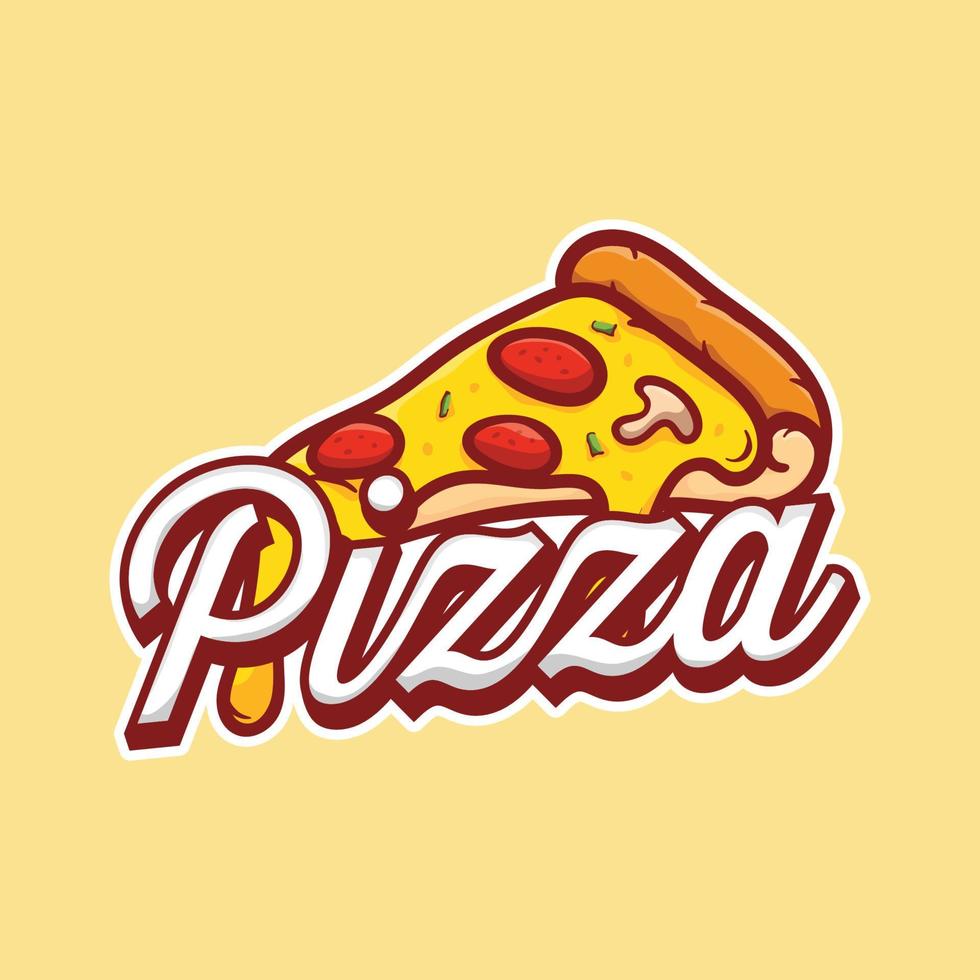 Pizza cafe logo, pizza icon, illustration vector graphic emblem pizza of perfect for fast food restaurant. Simple flat style pizza logo.